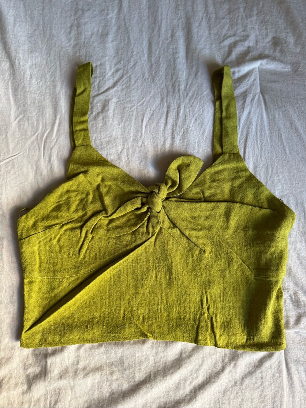 Source Unknown Olive Tie-Front Cropped Tank